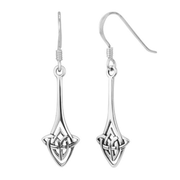 NIB Sterling Silver Celtic Knot Soulmate Dangle Drop Earrings - Picture 1 of 9